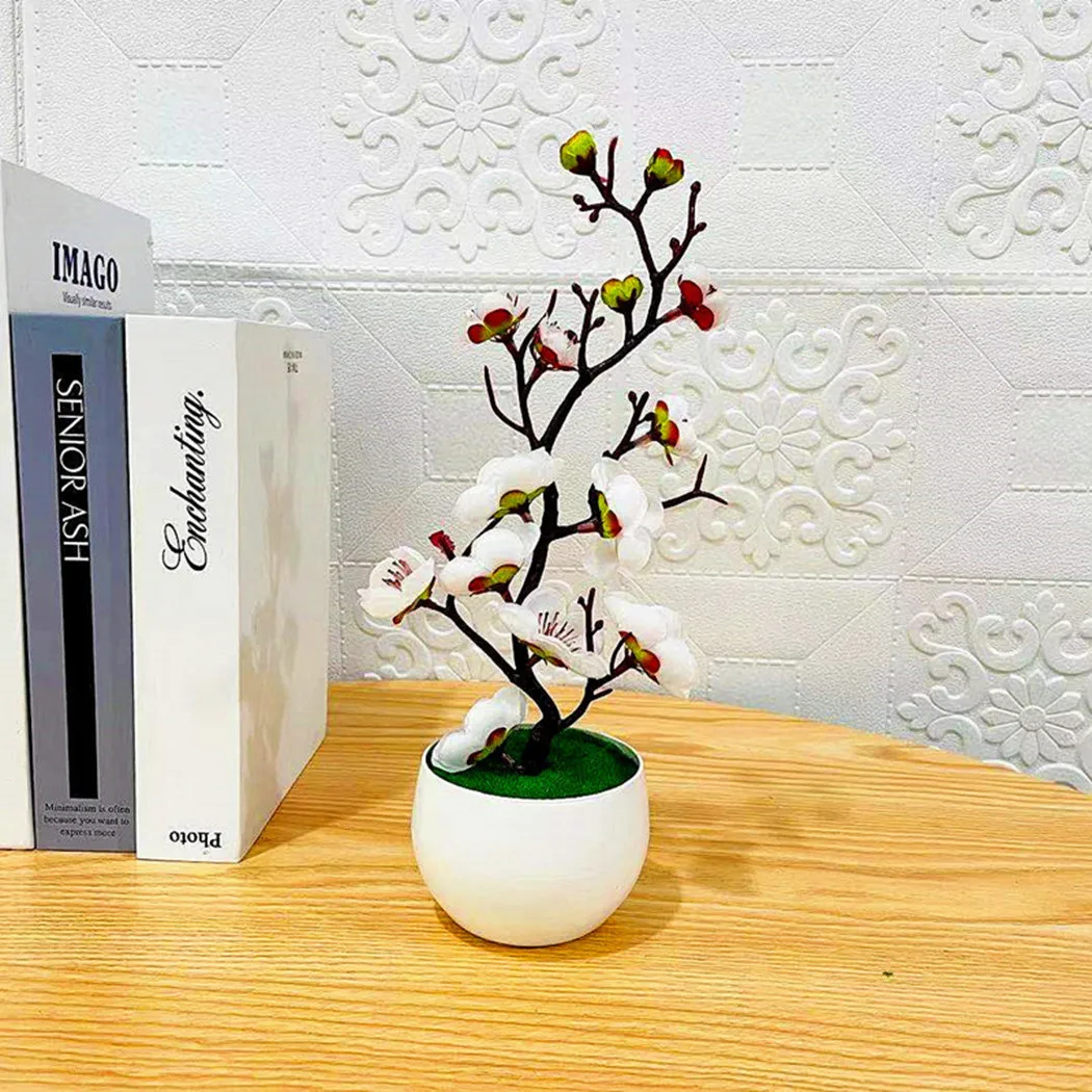 bonsaï fleurs de prunier en soie, plante artificielle, fausses fleurs, pot de fleurs, branches d'arbre sakura, décoration de salle de maison bonsaï fleurs de prunier en soie, plante artificielle, fausses fleurs, pot de fleurs, branches d'arbre sakura, décoration de salle de maison