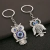 couleur argent bleu profond hibou animal femmes sac accessoires religieux mauvais œil porte clés pendentif voiture clé et porte clés