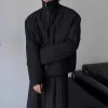 christampain veste courte rembourrée en coton minimaliste foncé pour homme, parka d'hiver japonaise, niche at, à col montant, légère et fine