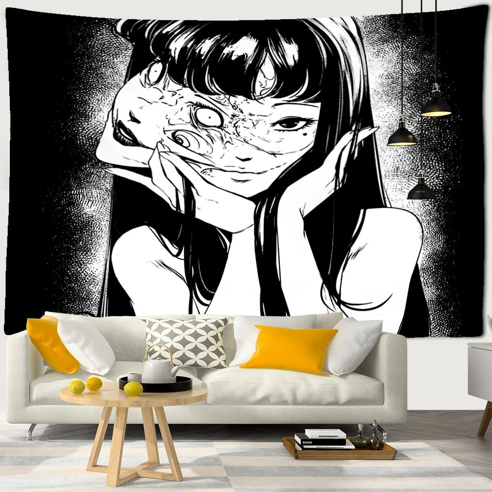 tapisserie murale suspendue de dessin animé d'horreur japonais, tapiz mystérieux, illustration d'horreur de dessin animé, décoration de salle d'art kawaii pour la maison tapisserie murale suspendue de dessin animé d'horreur japonais, tapiz mystérieux, illustration d'horreur de dessin animé, décoration de salle d'art kawaii pour la maison