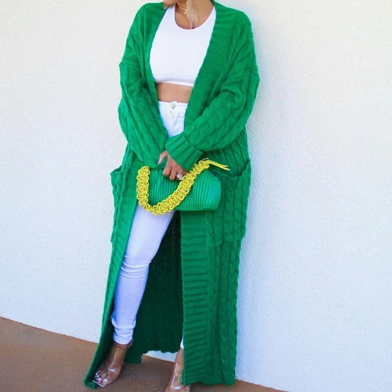 cardigan long pour femme, veste tricotée, vert, crochet, ample, manches longues, pull chaud, décontracté, automne hiver cardigan long pour femme, veste tricotée, vert, crochet, ample, manches longues, pull chaud, décontracté, automne hiver