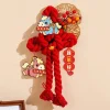 pendentif nœud chinois en coton, année du cheval, porte bonheur, ornements muraux suspendus, breloque porte bonheur avec cloche, pendentif de festival de printemps
