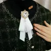 Broche à nœud en dentelle noire de style coréen classique ; Accessoire de Mourning pour femme ; Épingle à col de chemise.