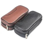 Sac pour pipe à tabac, pochette pour hommes, mallette de rangement en cuir PU pour deux tuyaux, briquet de voyage en plein air, outils pour fumer du tabac Sac pour pipe à tabac, pochette pour hommes, mallette de rangement en cuir PU pour deux tuyaux, briquet de voyage en plein air, outils pour fumer du tabac