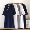 Peignoir kimono pour hommes, peignoir en coton fin, grande taille, Cardigan, sueur, cuit à la vapeur, avec poche, printemps et été