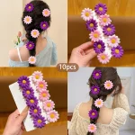 10 épingles à cheveux à fleurs douces et pinces tressées adaptées aux accessoires de cheveux quotidiens