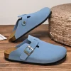 sandales en daim et liège pour hommes et femmes, sabots, pantoufles à bout fermé, diapositives, semelle intérieure de santé, livraison directe