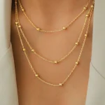 Collier en acier inoxydable pour femmes, nouvelle atmosphère haut de gamme, perles délicates, chaîne multicouche en os, bijoux cadeaux de fête