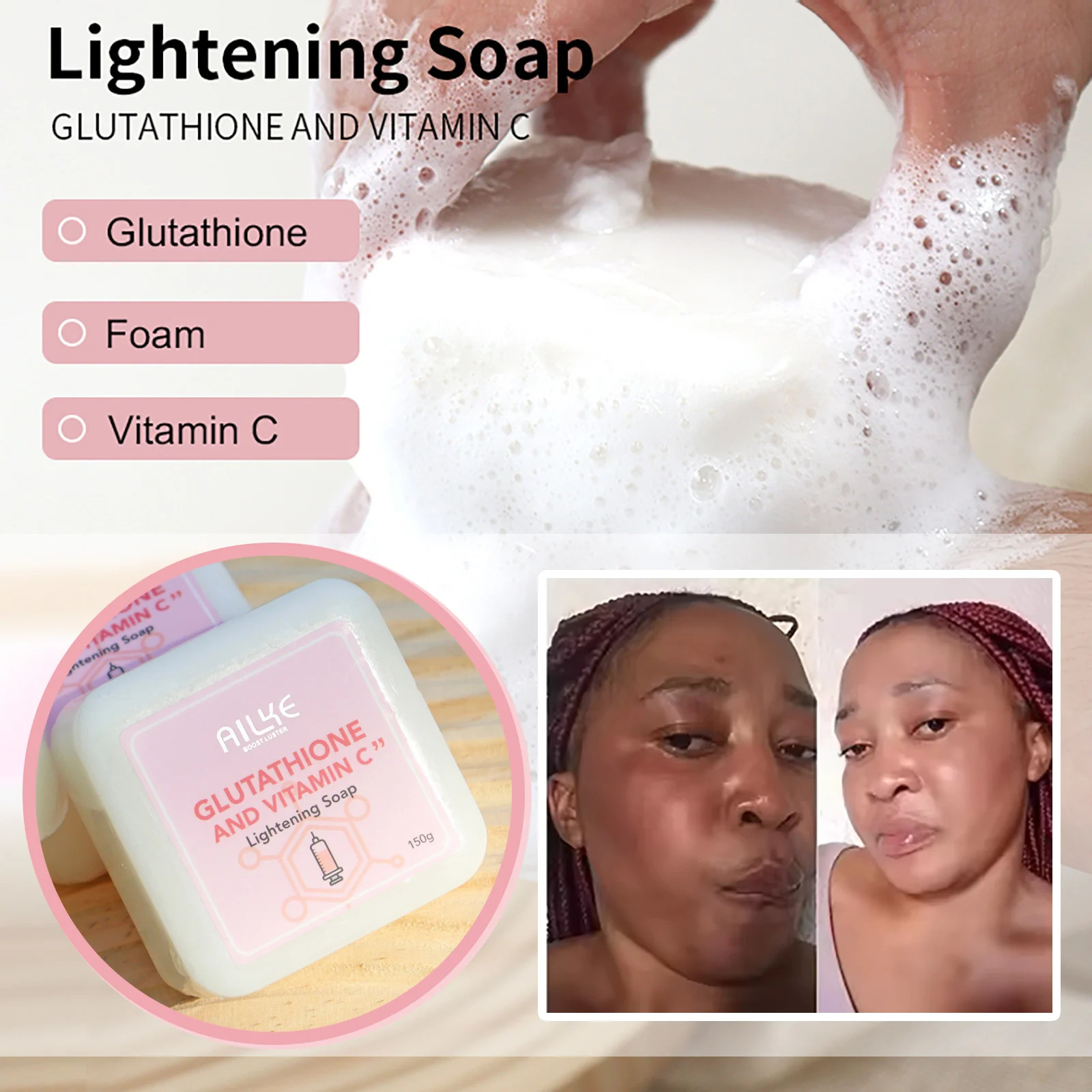ailke ensemble blanchissant au glutathion et à la vitamine c, hydratant, peau lisse, réduit les taches foncées, hydratation, même le teint ailke ensemble blanchissant au glutathion et à la vitamine c, hydratant, peau lisse, réduit les taches foncées, hydratation, même le teint