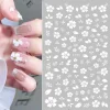 autocollants pour ongles 3d en fleurs de cerisier, pétales de fleurs blanches, décalcomanies pour nail art, design de mariage élégant, décor coulissant de manucure sakura de printemps