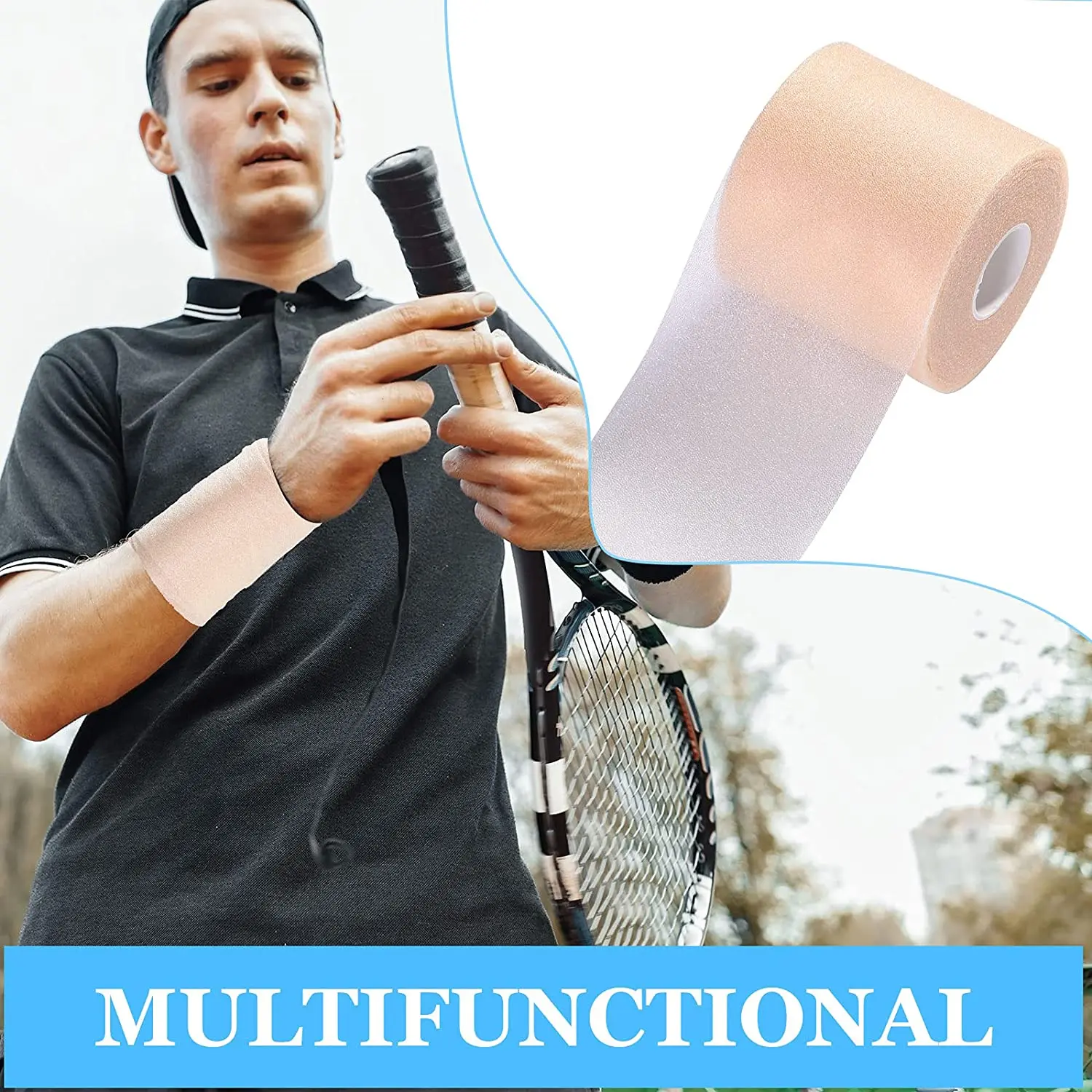 bande athlétique en mousse pré enroulée, sous vêtement de sport, bandes élastiques respirantes pour poignets, coudes, genoux, chevilles bande athlétique en mousse pré enroulée, sous vêtement de sport, bandes élastiques respirantes pour poignets, coudes, genoux, chevilles