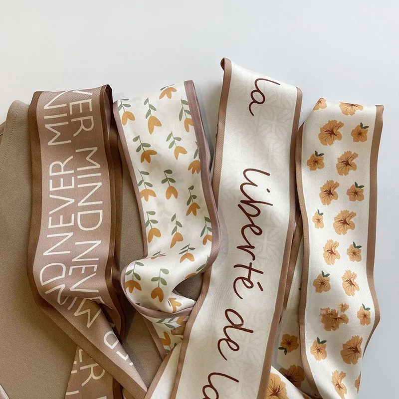 foulard en soie série couleur chair kaki de haute qualité, bandeau pour cheveux, ruban noué, long nœud, ruban en satin vintage, accessoires pour cheveux foulard en soie série couleur chair kaki de haute qualité, bandeau pour cheveux, ruban noué, long nœud, ruban en satin vintage, accessoires pour cheveux