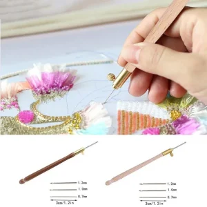 Kit d’artisanat de point de croix de broderie, stylo poinçon de broderie, crochet français pour la couture, Villac avec 3 trous grossiers Kit d’artisanat de point de croix de broderie, stylo poinçon de broderie, crochet français pour la couture, Villac avec 3 trous grossiers