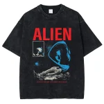 T-shirt surdimensionné en coton délavé pour homme, avec motif de portrait de film, harajuku, hip hop, streetwear T-shirt surdimensionné en coton délavé pour homme, avec motif de portrait de film, harajuku, hip hop, streetwear
