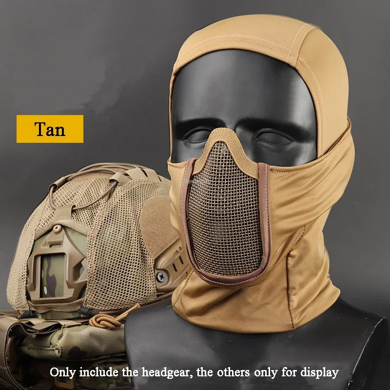cagoule tactique en maille, masque airsoft paintball, protection complète du visage, capuche de style ninja, masque métallique en acier, design pliable cagoule tactique en maille, masque airsoft paintball, protection complète du visage, capuche de style ninja, masque métallique en acier, design pliable