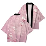Robe traditionnelle japonaise Kimono japonais imprimé fleur de cerisier confort décontracté haute qualité Kimono demi manches mode d&rsquo;été