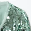 veste à paillettes pour femmes, col en v, style kimono, manches longues, pour fête, à lacets, streetwear, manteau à la mode