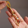 pendentif clé de voiture koi exquis de haute qualité, 1 pièce, porte clés de sac de couple de style chinois, lanière de bijoux suspendue