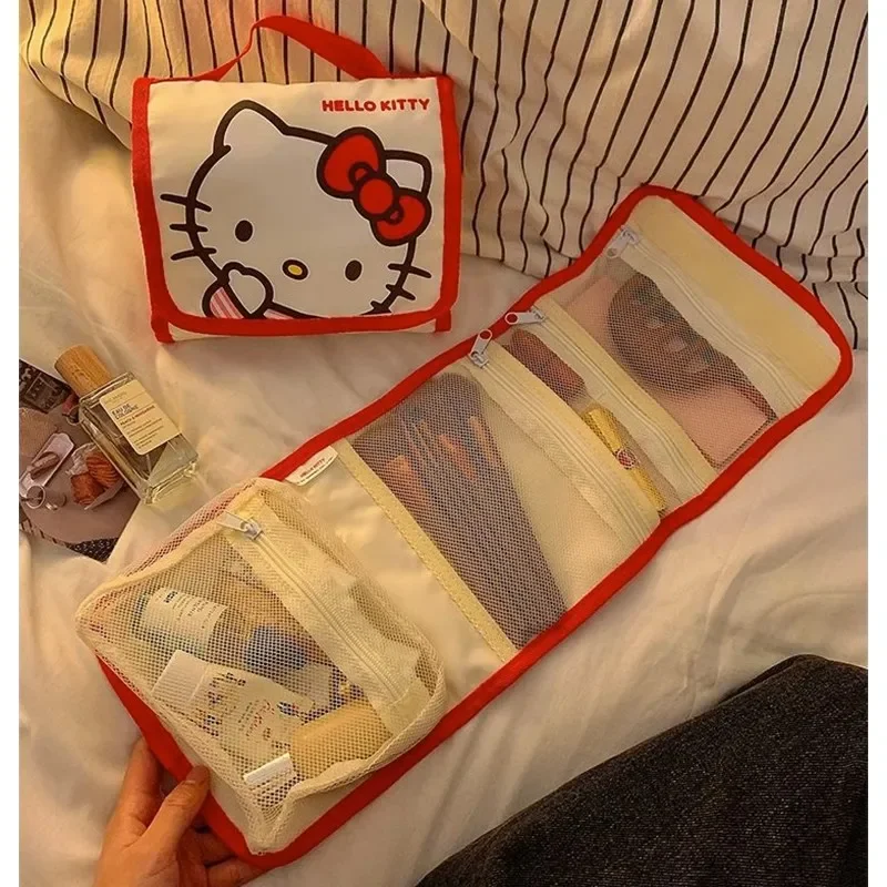 kawaii sanrio grande capacité pliant dessin animé sac de maquillage mignon voyage kitty kuromi portable cosmétiques brosse sac de rangement kawaii sanrio grande capacité pliant dessin animé sac de maquillage mignon voyage kitty kuromi portable cosmétiques brosse sac de rangement