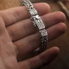 bracelets vintage en argent 925, chaîne en os de dragon, tissage pour femmes et hommes, double boucle à chaînes, peut porter des bijoux de banquet