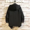 veste à capuche pour hommes, mode coréenne, jack noir, patchwork, manteaux à fermeture éclair, streetwear, surdimensionné, vêtements pour hommes, printemps 2023