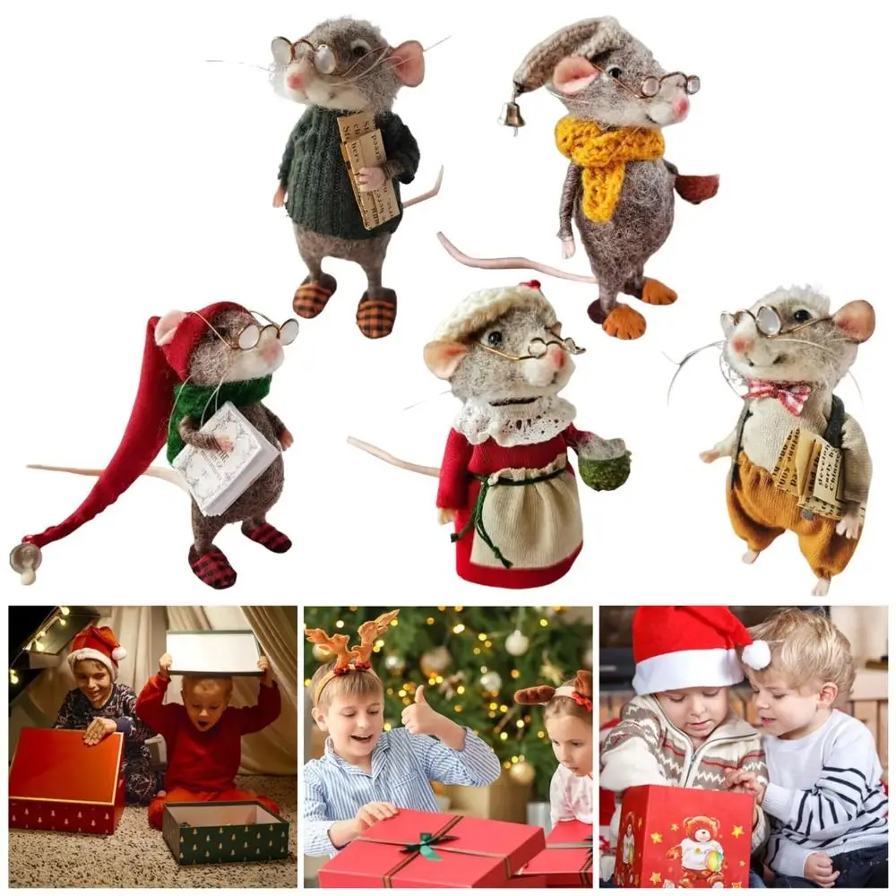 ornements de souris feutrée de noël, décorations artisanales faites à la main, beurre de souris, mignon ornements de souris feutrée de noël, décorations artisanales faites à la main, beurre de souris, mignon