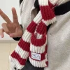 Écharpe rayée en coton ultra chaud pour l'hiver, écharpe tricotée à col long coréen ins y2k, confort toute la journée pour automne et hiver, streetwear
