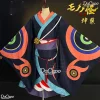 perruque de costume de cosplay anime, vendeur de médicaments de kon kun, mononoke kusuriuri manga ukiyo e, tenue d'halloween, vêtements kimono japonais