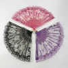 fan pliant lumineux lolita danse scène performance ventilateur à main led rétro rouge foncé noir rose fans fête de mariage photographie accessoire