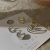 boucles d'oreilles à clip en forme de feuilles de couleur argent pour femmes et hommes, manchette d'oreille créative simple en c, ensemble de clips d'oreille non perçants, bijoux tendance, cadeau