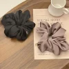 injhair chouchous en satin noir pour femmes et filles, cravates pour cheveux, document solide, pinces à cheveux scrunch, accessoires pour cheveux