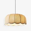 lampe suspendue en tissu japonais, abat jour ondulé nordique, lustre de plafond pour chambre à coucher, restaurant, décoration de la maison
