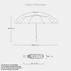 parapluie pliant automatique, extra large, plié, manche en bois, résistant au vent, pare soleil durable et résistant au vent