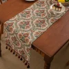 chemin de table jacquard vintage élégant, nappe épaisse à motif de fleurs avec nappe, couverture de table pour nouvel an
