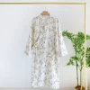 peignoir kimono japonais 2025 coton pour femme, simple, imprimé, observateur, vêtements de maison, printemps/Été, 100%