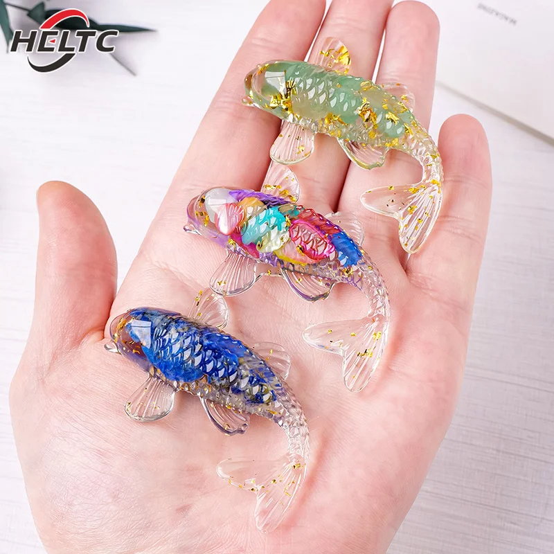 gravier en pierre de clip, figurine de poisson koi porte bonheur, mini statue de carpe de barrage à quartz en résine, décoration de maison, ornement de bureau, cadeau, 1 pièce gravier en pierre de clip, figurine de poisson koi porte bonheur, mini statue de carpe de barrage à quartz en résine, décoration de maison, ornement de bureau, cadeau, 1 pièce