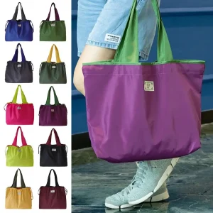 Sac à provisions de supermarché écologique, sac d&rsquo;épicerie de voyage, pliable et réutilisable, étanche, à la mode, Wstring de proximité