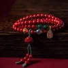 bracelet multi boucles vintage en cinabre porte bonheur avec perles de lotus malachite, style ethnique, cadeau de bijoux pour femmes