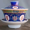 bol à thé en céramique rétro coloré jingdezhen, classique chinois, longévité gaiwan, classique et moderne, tasse à thé de l'après midi pour la maison