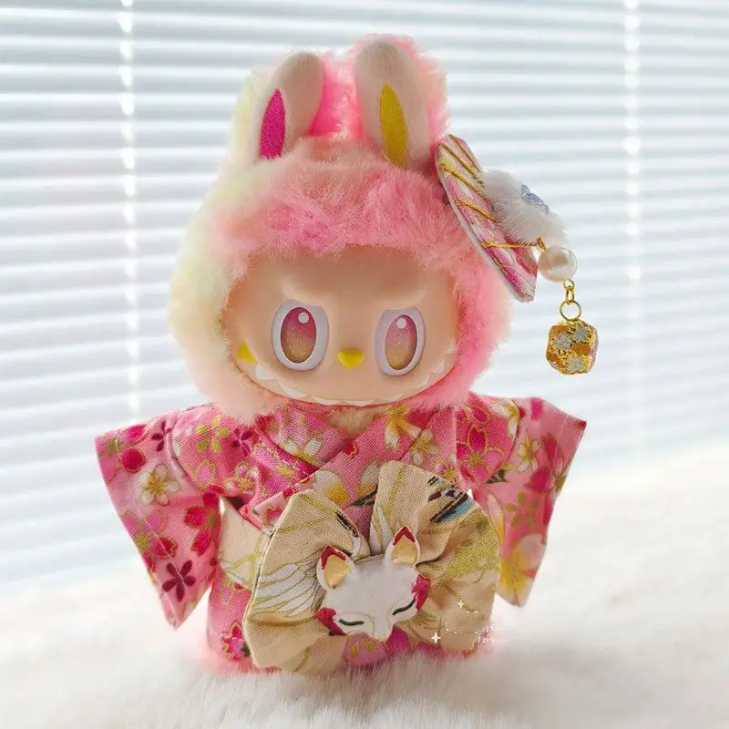 Ensemble jupe Kimono Miniature pour 17cm Labubu v1/v2/v3, vêtements de poupée mignons, accessoires de mode, jolis cadeaux Ensemble jupe Kimono Miniature pour 17cm Labubu v1/v2/v3, vêtements de poupée mignons, accessoires de mode, jolis cadeaux