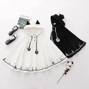 Ponchos japonais, vêtements d’automne et d’hiver, vestes mignonnes pour femmes, oreilles de chat, manteaux surdimensionnés à capuche, hauts Y2k, Capes douces à la mode 49C648 Ponchos japonais, vêtements d’automne et d’hiver, vestes mignonnes pour femmes, oreilles de chat, manteaux surdimensionnés à capuche, hauts Y2k, Capes douces à la mode 49C648