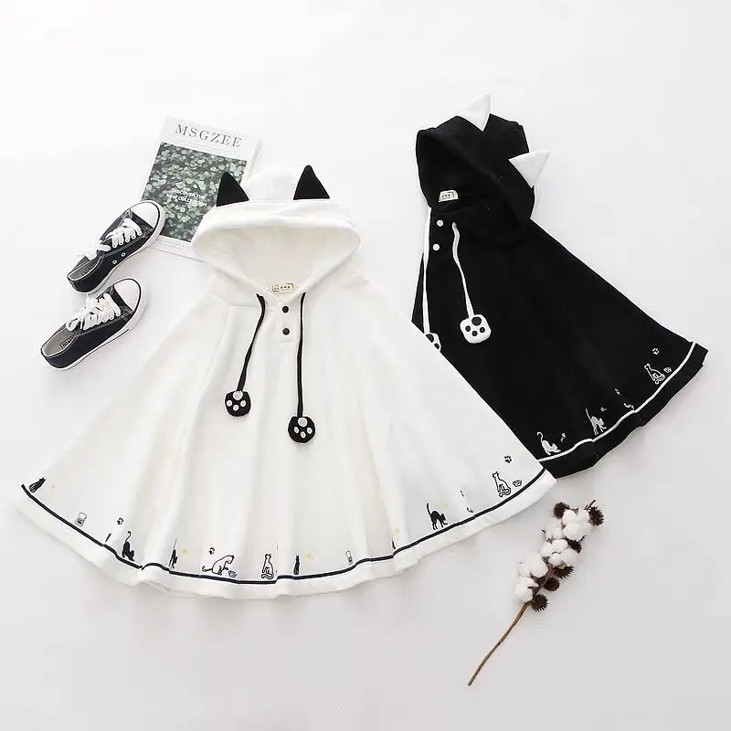 Ponchos japonais, vêtements d’automne et d’hiver, vestes mignonnes pour femmes, oreilles de chat, manteaux surdimensionnés à capuche, hauts Y2k, Capes douces à la mode 49C648 Ponchos japonais, vêtements d’automne et d’hiver, vestes mignonnes pour femmes, oreilles de chat, manteaux surdimensionnés à capuche, hauts Y2k, Capes douces à la mode 49C648