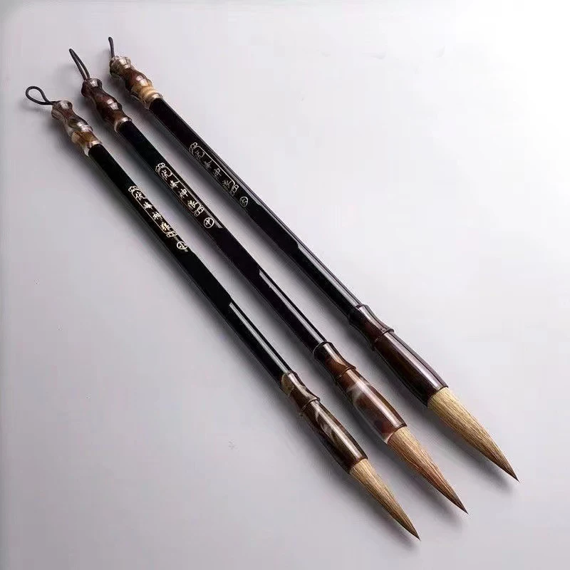 ensemble de pinceaux de calligraphie en bois, stylo pinceau de peinture de calligraphie chinoise, poils de belette en laine, jetée régulière, pinceau d'écriture, l, s, m, 6 pièces ensemble de pinceaux de calligraphie en bois, stylo pinceau de peinture de calligraphie chinoise, poils de belette en laine, jetée régulière, pinceau d'écriture, l, s, m, 6 pièces
