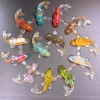figurine de poisson koi porte bonheur en pierre de cristal, mini statue de carpe fantaisie en résine, décoration de maison, ornement de bureau, cadeau