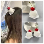 Épingles à cheveux Lolita pour filles, boule moelleuse mignonne, rouge, sans dentelle, ornement de cheveux doux, accessoires de cosplay, thème créatif, accessoire photo, costume