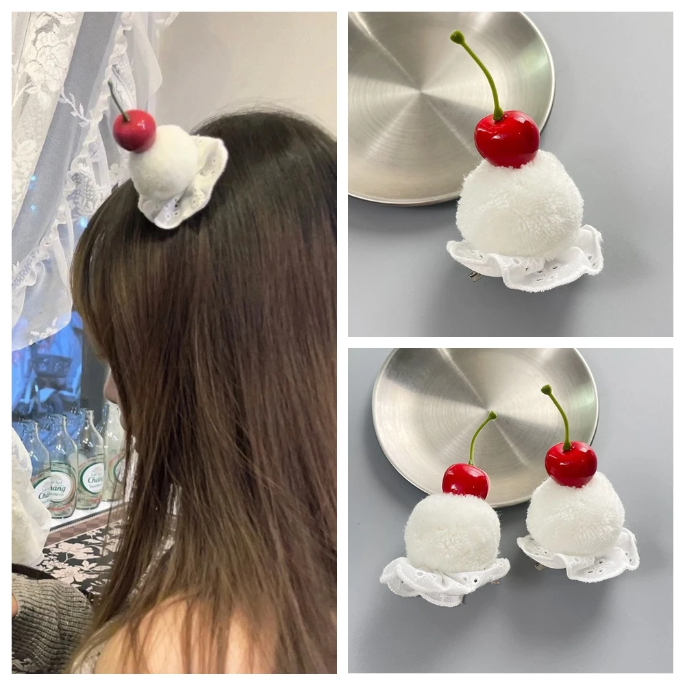 Épingles à cheveux Lolita pour filles, boule moelleuse mignonne, rouge, sans dentelle, ornement de cheveux doux, accessoires de cosplay, thème créatif, accessoire photo, costume Épingles à cheveux Lolita pour filles, boule moelleuse mignonne, rouge, sans dentelle, ornement de cheveux doux, accessoires de cosplay, thème créatif, accessoire photo, costume