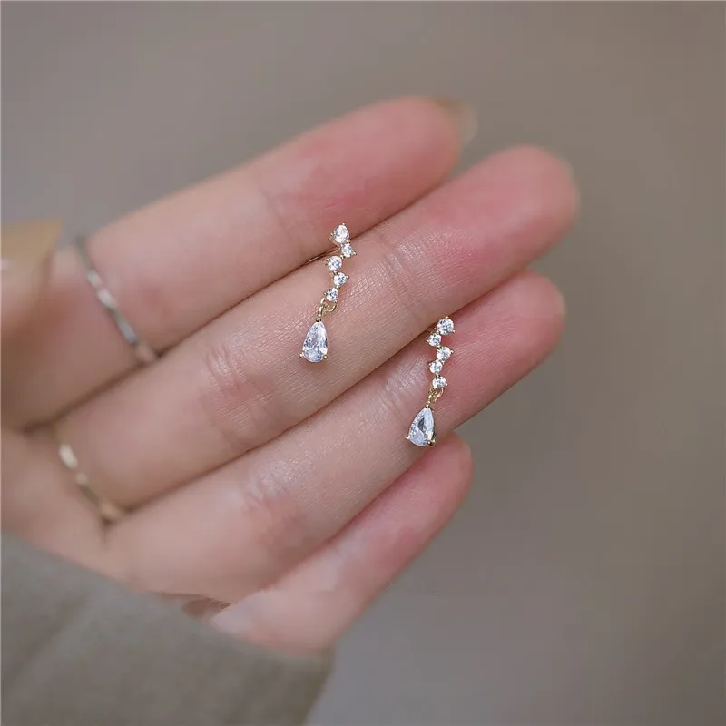 boucles d'oreilles japonaises en argent sterling 925, placage de pampilles en cristal exquis, or 14 carats, tempérament pour femmes, bijoux de fête assortis boucles d'oreilles japonaises en argent sterling 925, placage de pampilles en cristal exquis, or 14 carats, tempérament pour femmes, bijoux de fête assortis