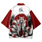 Ensemble Kimono Imprimé Renard à Neuf Queues pour Homme et Femme, Streetwear Japonais, Cardigan, Dessin Animé, MiCosplay, Été