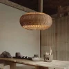 lampe suspendue en rotin japonais wabi sabi, lustre tissé en rotin pour chambre à coucher, salon, restaurant, lampe suspendue rétro faite à la main