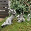 sculpture de dragon gothique en résine, anilawn, art nette rick, statue de terrasse de jardin, décoration